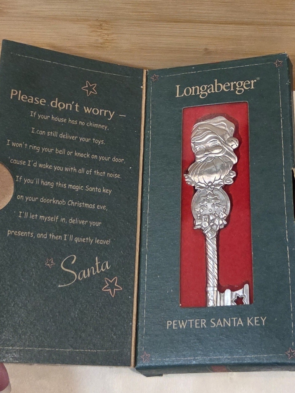 Vintage 2001 Longaberger Silver Pewter Santa Key Wall Decor